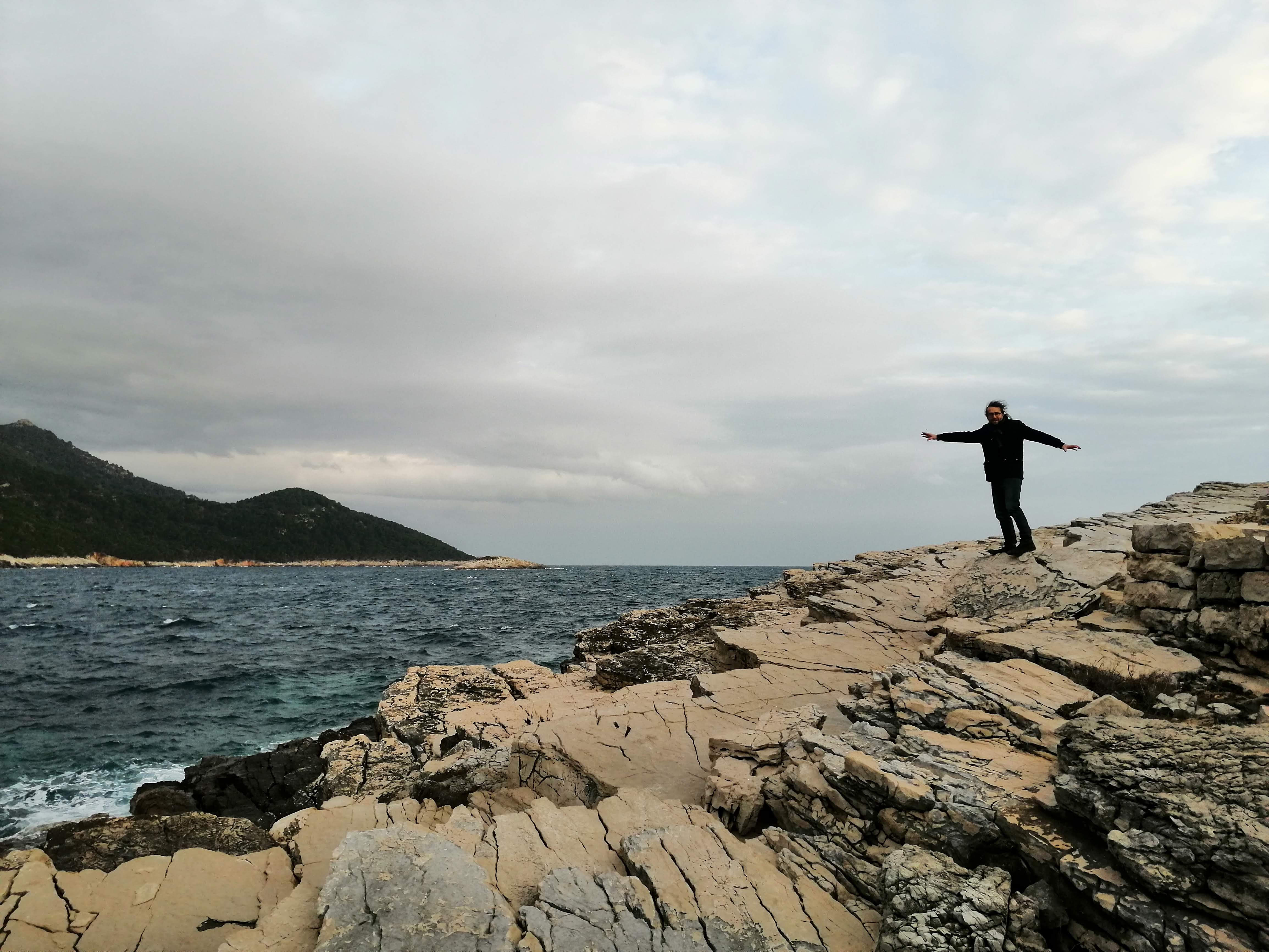 Greek writer Dimitris Karakitsos in the National Park Mljet